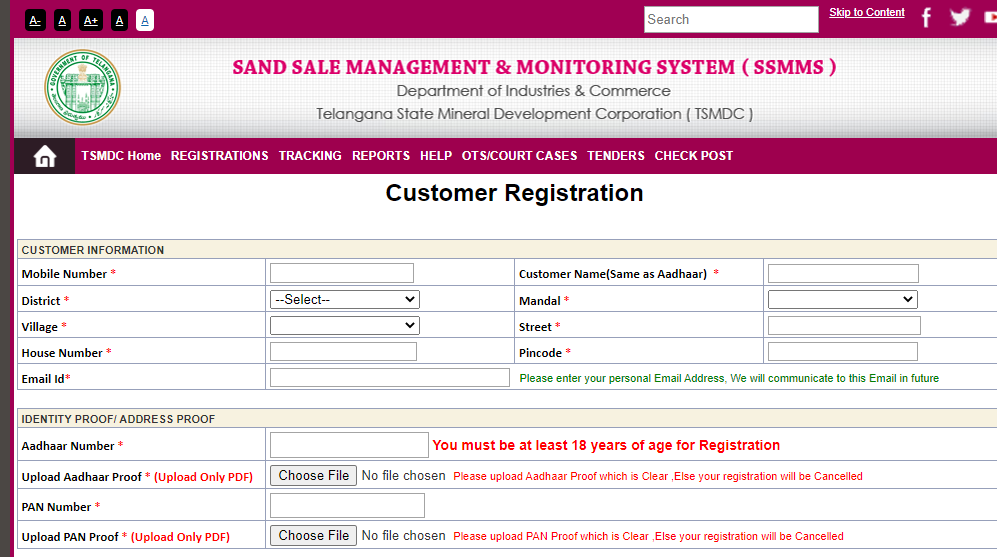 SSMMS Customer Registration Process 