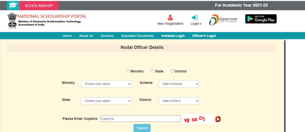 Search Nodal Officer Details
