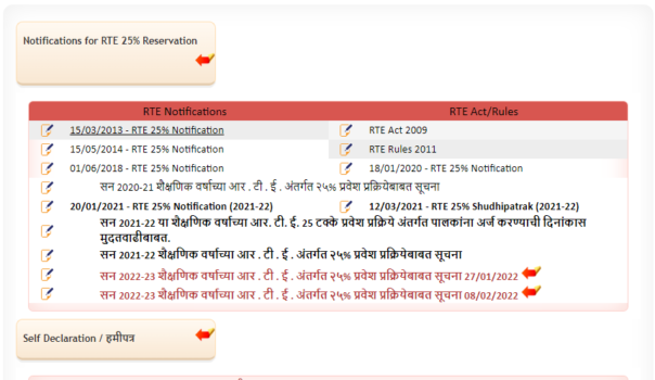 Notifications for RTE 25% Reservation Procedure
