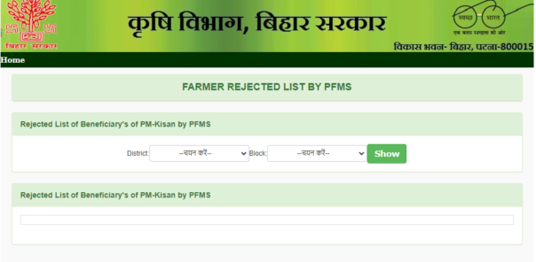 पीएम किसान अस्वीकृत आवेदन सूची (PFMS)
