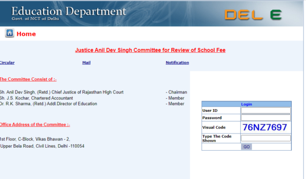 Fee Review Committee's Information - Delhi Nursery Admission 