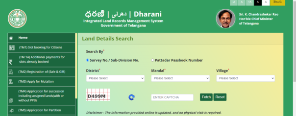  Conduct a Land Detail Search - Dharani Telangana