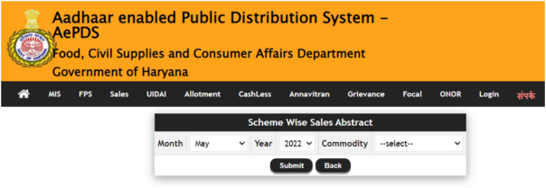 Haryana Ration Card List Scheme Wise Sale देखने की प्रक्रिया