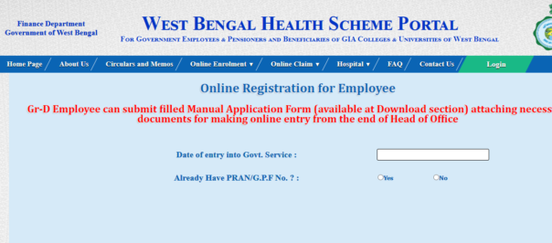 West Bengal Health Scheme Employee Registration 