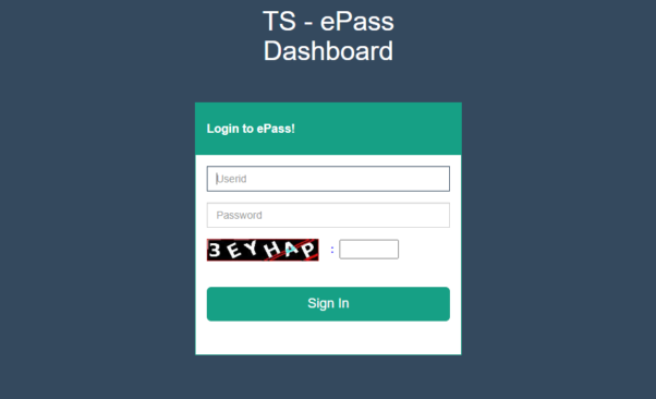 dashboard Login for Ts ePass