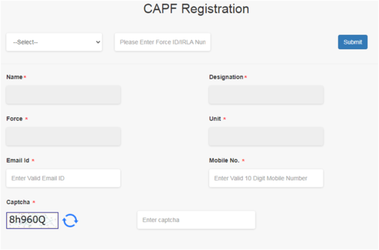 CAPF eAwas Portal Registration